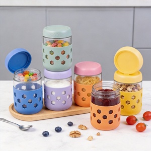 Frascos de Vidrio de 16 oz para Avena Nocturna con Tapas Herméticas y Fundas de Silicona, Recipientes Herméticos para Almacenamiento de Alimentos para Yogur y Cereal - Product Image 4