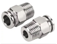 Raccord pneumatique 3/8 NPT * 1/4 OD SS 304 tube matériel raccord de tuyau d'air enfichable