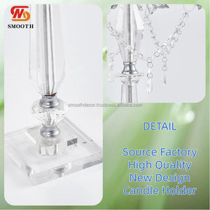 Magnifique candélabre à 5 bras en acrylique transparent avec miroir, design globe, pour centres de table de mariage - Product Image 2