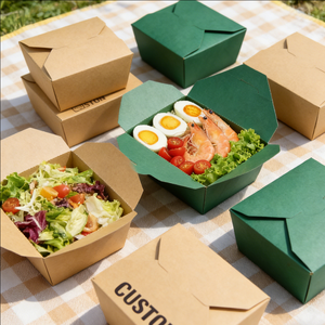 กล่องกระดาษคราฟท์แบบกำหนดเอง บรรจุภัณฑ์อาหารแบบใช้แล้วทิ้ง กล่องใส่อาหารแบบนำกลับบ้าน ถาดใส่อาหารจานด่วน เป็นมิตรกับสิ่งแวดล้อม ย่อยสลายได้ ขนาด 500 มล. - Product Image 5