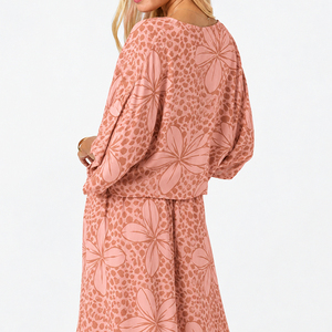 Ensemble deux pièces de haute qualité : cache-maillot noué à imprimé plage et robe fendue, 100% viscose froissée sur mesure, style hawaïen - Product Image 4