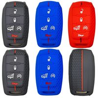 Étui de clé de voiture en silicone de haute qualité compatible avec Dodge RAM 1500/2500/3000 et Jeep Grand Cherokee SRT 2008- 5 boutons, télécommande