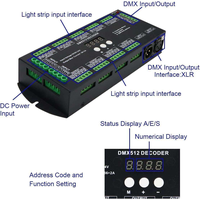 Affichage numérique 36 canaux DMX512 Décodeur à tension constante Pilote DMX pour bande lumineuse LED RGBW 4CH * 9 groupes Connecteur XLR 36 C