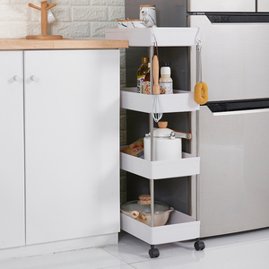 Multi-usages Blanc Amovible Stockage Boîte De Rangement En <span class=keywords><strong>Plastique</strong></span> Plateau de salle de Bain en bambou Avec Roues - Product Image 4