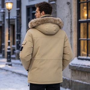 Veste d'hiver rembourrée pour homme, style streetwear, avec capuche et fourrure, sur mesure, grande taille, résistante, marque privée OEM, TKAN1096 - Product Image 4