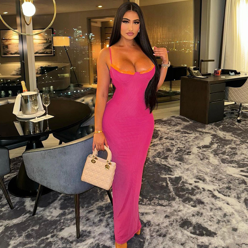 bodycon long dresses Sequin Bodycon Knee-Length Wedding Guest Dress with V-Neck & Cap Sleeves
