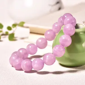 Wholesale crystal quartz 12mm purple beads spodumene chatoyancy bracelet