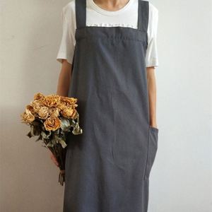 Delantales de Cocina Personalizados al por Mayor con Logotipo, de Algodón y Lino Gris, Estilo Coreano Japonés, con Tirantes Cruzados, para Arte, Publicidad, Floristería - Product Image 2