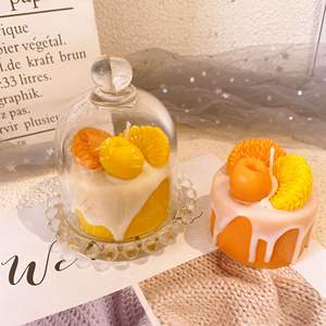 Cadeau de bougie parfumée d'aromathérapie en forme de gâteau orange fait à la main de bonne qualité - Product Image 2