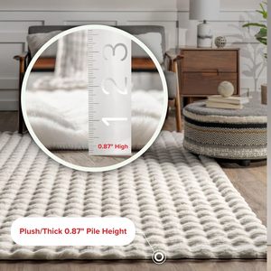 Tapis en fausse fourrure pelucheuse, fabriqué à la machine, antidérapant, lavable, couleur personnalisée, motif géométrique moderne, pour salon, chambre, chambre d'enfant, sol de la maison - Product Image 5