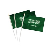 Offre Spéciale nouveau Polyester drapeaux Promotion en gros 14*21cm Double face Souvenir cadeau personnalisé divers pays main drapeaux saoudien