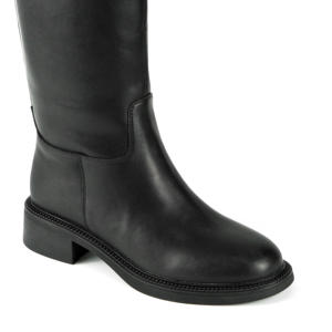 Hete Verkoop Zwart Action Lederen Kniehoge Rijlaarzen-Ronde Neus Blokhak Klassieke Laarzen Voor De Winter - Product Image 2