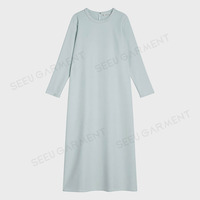 Nouvelle Arrivée 2026 – Abaya Musulmane Bleu Pâle Personnalisée pour Femme – Robe Longue Islamique Modeste et Élégante avec Fermeture Éclair pour le Ramadan