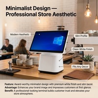 Système de point de vente tout-en-un avec écran tactile, caisse enregistreuse, ordinateur intégré Windows 10 pour magasin de détail, restaurant, supermarché, blanc