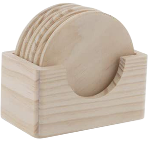 Modern Wooden <b>Drink</b> <b>Coasters</b> with Matching Holder Durable Natural Wood Set for Beverage Protection Home Office Restaurant - Product Image 2