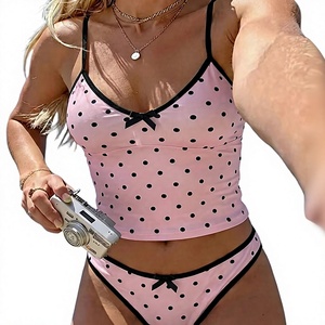 Conjunto de Bikini de Mujer con Estampado de Puntos, Tirantes Finos, Traje de Baño de Dos Piezas, Tanga, Ropa de Playa, Precio al por Mayor, Diseño Personalizado OEM - Product Image 4