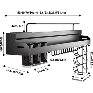 201 Stainless Steel Kitchen Knife Holder and Wall-Mounted Cutting Board Rack Set Detachable Organize System