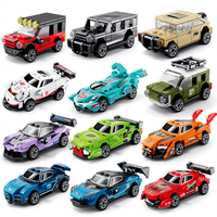 NUOVO Set di Blocchi da Costruzione in Plastica ABS con Auto da Corsa a Quattro Griglie, Giocattolo Unisex per Bambini