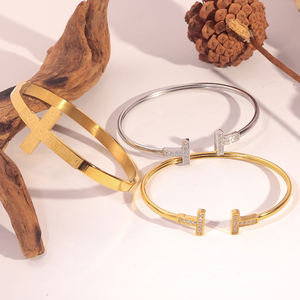 <span class=keywords><strong>Bracelet</strong></span> <span class=keywords><strong>en</strong></span> acier inoxydable argenté à ouverture ouverte JUSNOVA, chaîne torsadée faite à la main, jonc plaqué or 18 carats, bijoux unisexe - Product Image 5