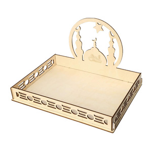 Plateau en <span class=keywords><strong>bois</strong></span> écologique blanc pour desserts et pâtisseries, idéal pour le service lors des fêtes islamiques, artisanat en <span class=keywords><strong>bois</strong></span> avec gravure sculptée - Product Image 5