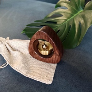 Original Black Walnut Calming Bell Triangle Shape Desk Ornament Minimalist Design Meditation Gift - Product Image 3