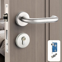 Manija de palanca de acero inoxidable de lujo para puerta de seguridad, con cerradura, para gabinetes, interiores y exteriores, moderna, para dormitorio, cocina, entrada