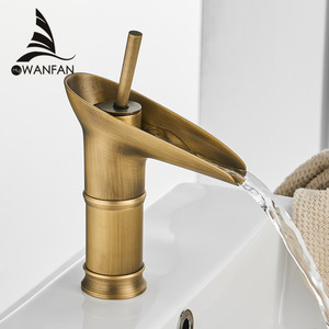 Palanca Monomando de bambú de latón dorado antiguo, grifo mezclador para lavabo de baño, grifos de cascada para copa de vino - Product Image 1