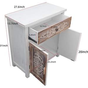 Mueble Rústico de Madera Tallada PARISLOFT con 1 Cajón y 2 Puertas, Mueble de Almacenamiento Independiente para Entrada o Sala de Estar - Product Image 4