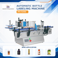 Machine d'étiquetage automatique de table IPS-T209D avec convoyeur pour l'étiquetage enveloppant des bouteilles d'huile