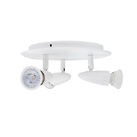 Spot LED de plafond rond moderne IP20 blanc/noir, orientable, dimmable, à montage en surface, 3500K blanc chaud