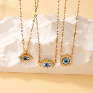 <span class=keywords><strong>Vente</strong></span> en gros <span class=keywords><strong>de</strong></span> bijoux fins en acier inoxydable personnalisés or diamant délicat oeil <span class=keywords><strong>de</strong></span> <span class=keywords><strong>diable</strong></span> turc pendentifs et breloques dames collier ras du cou - Product Image 2