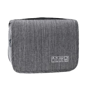 Trousse de toilette de voyage grande capacité, suspendue, étanche, pour cosmétiques, rectangulaire, grise, avec crochet - Product Image 3