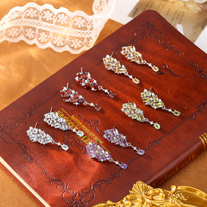 9 Pendientes de Gota de Alta Gama con Piedras Preciosas Coloridas para Mujer, Chapados en Oro Blanco, Plata 925, Joyería de Cristal Natural al por Mayor - Product Image 5
