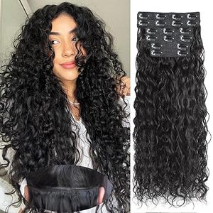 Extensiones de Cabello con Clip de Onda Profunda, 100% Cabello Humano Brasileño Virgen, Color Negro Natural, Extensiones con Clip para Mujer - Product Image 6