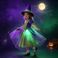 Costume de sorcière pour enfants, robe de sorcière violette et verte pour filles avec chapeau de sorcière, déguisement de fête de carnaval