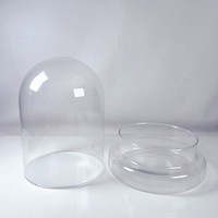 Campana de Cristal Transparente de 8 Pulgadas con Base para Plantas de Interior, Terrario Pequeño, Florero de Mesa para Bodas, Decoración del Hogar Hecha a Mano y Ecológica