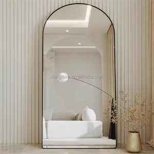 Tùy Chỉnh Lớn Màu Đen Vàng Kim Loại Khung Sàn Đầy Đủ Chiều Dài Cơ Thể Dài Mặc Quần Áo Espejos Đứng Miroir Tường Treo Gương Spiegel - Product Image 1