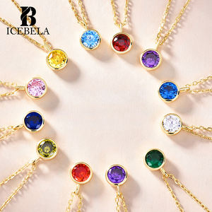 Collares con colgante de circón de piedra de mes de cumpleaños de color joyería fina de Plata de Ley 925 exquisita y elegante única para mujer - Product Image 1