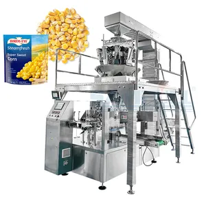 Máquina de embalaje y peso de bolsas con cremallera rotativa automática doy pack alimentos granos máquina de embalaje de maíz