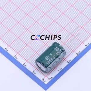 SHF1000UF35V01EC4584 Through-Hole <b>Aluminum</b> <b>Electrolytic</b> <b>Capacitor</b> Through hole,D13xL20mm 1000uF 20% 35V 1.58A-100kHz - Product Image 1