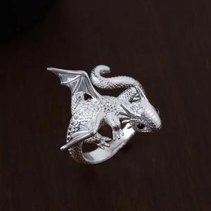 Bague en forme de dragon au design raffiné, incrustation de pierre naturelle, style froid, géométrique simple, motif animal mignon - Product Image 4