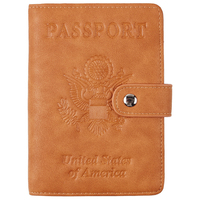 Design personnalisé Porte-cartes bloquant RFID Style vintage Faux cuir PU Couverture de passeport Portefeuille avec logo pour documents de voyage