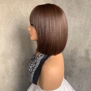 วิกผมบ๊อบสั้นสีน้ำตาลแบบซ้อนชั้น สำหรับผู้หญิง ความยาวประบ่า ทนความร้อน ทำจากเส้นใยสังเคราะห์ ดูเป็นธรรมชาติ ขายส่ง - Product Image 2