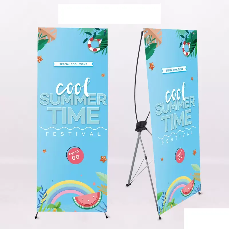 Large Basic X Banner Stand 80*200cm Size Free Design for Promotional Flags & Banners