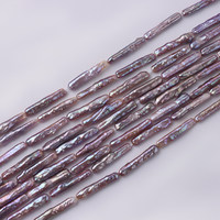 Perles naturelles d'eau douce baroques lavande en forme de bâtonnet, 4-5x25-26mm, percées au centre, perles lâches pour bijoux DIY