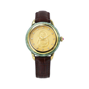 Buddhism Style Original Design Natural Jade <b>Watch</b> for Men and Women Luxury Leather Strap Automatic <b>Mechanical</b> <b>Watch</b> - Product Image 2