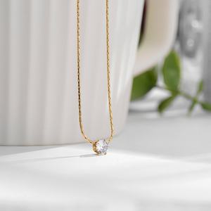 Collar de Acero Inoxidable Personalizado al por Mayor 2024 con Baño de Oro, Cadena de Zirconia con Dijes de Moda, Resistente al Deslustre - Product Image 6