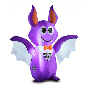 Decorazione gonfiabile da esterno per Halloween, pipistrello viola con papillon illuminato, alta 1,2 m, per decorazioni natalizie - Product Image 1