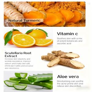 <span class=keywords><strong>Crema</strong></span> Facial Orgánica de Cúrcuma al por Mayor con Vitamina C, B5, <span class=keywords><strong>Aloe</strong></span> <span class=keywords><strong>Vera</strong></span>, Niacinamida, Blanqueadora, Antiacné, Despigmentante, Hidratante e Iluminadora - Product Image 4