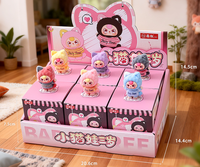 Vente en gros : Série de 3 figurines 3D pour bébés, chats de dessin animé floqués, boîte mystère Kawaii, jouets d'art de collection tendance, direct usine